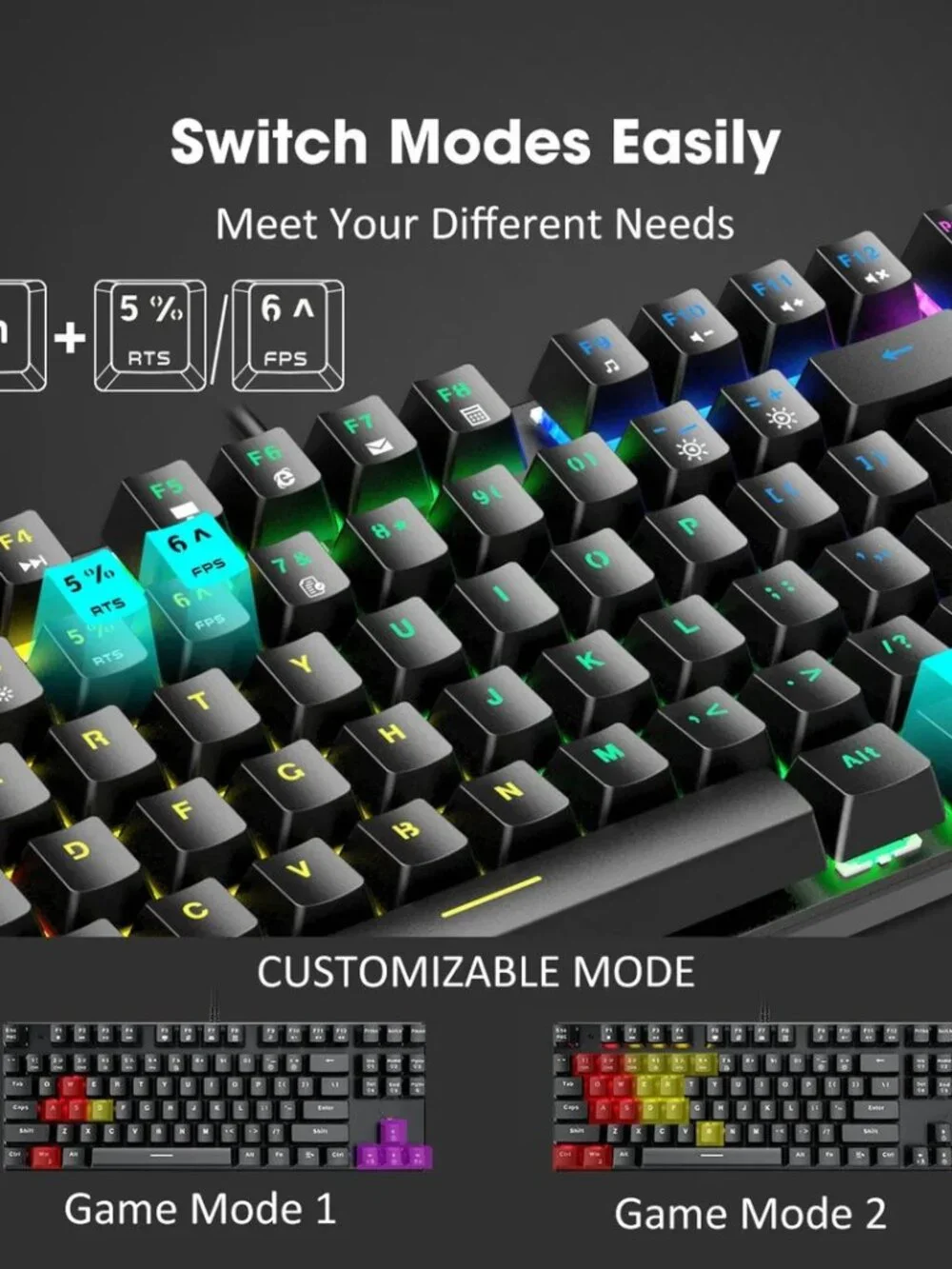 PICTEK PC244A Mechanical Gaming Keyboard Blue Switch RGB Backlit